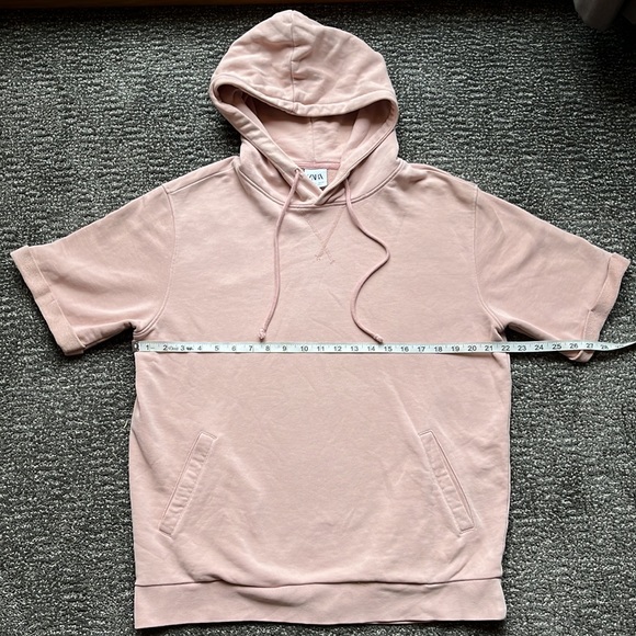 🩰ZARA French Terry Hoodie Elbow length sleeves soft pink size large - Picture 5 of 8